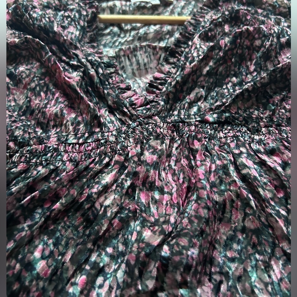 IRO Eleen Silk blend Blouse Ruffles Bell Sleeves Floral print pattern S 34 small - Picture 8 of 10